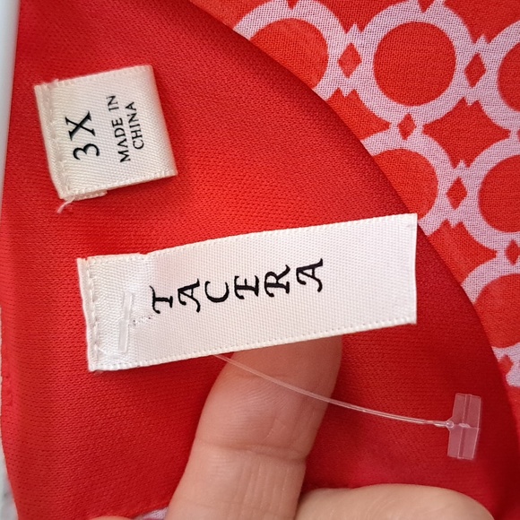 Tacera Red/White Elastic Waist Band Sleeveless Lined Dress. Size 3X NWOT - Picture 9 of 10